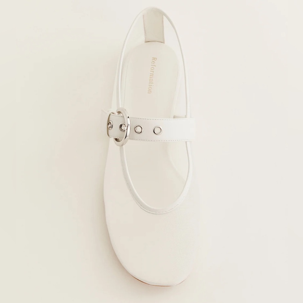 NWOT Reformation Bethany White Mesh Ballet Flats - Picture 4 of 9